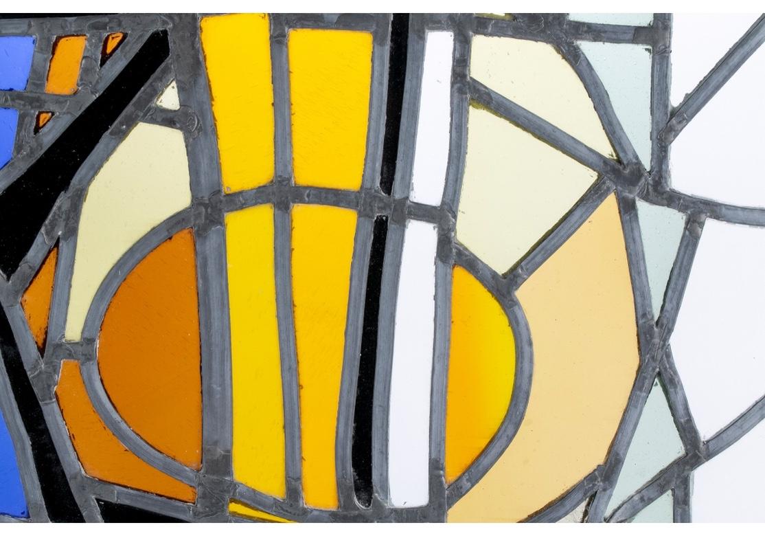Mid-Century Modern Jean-Jacques Duval (1930-2021) - Pièce de vitrail abstrait pour fenêtre en vente