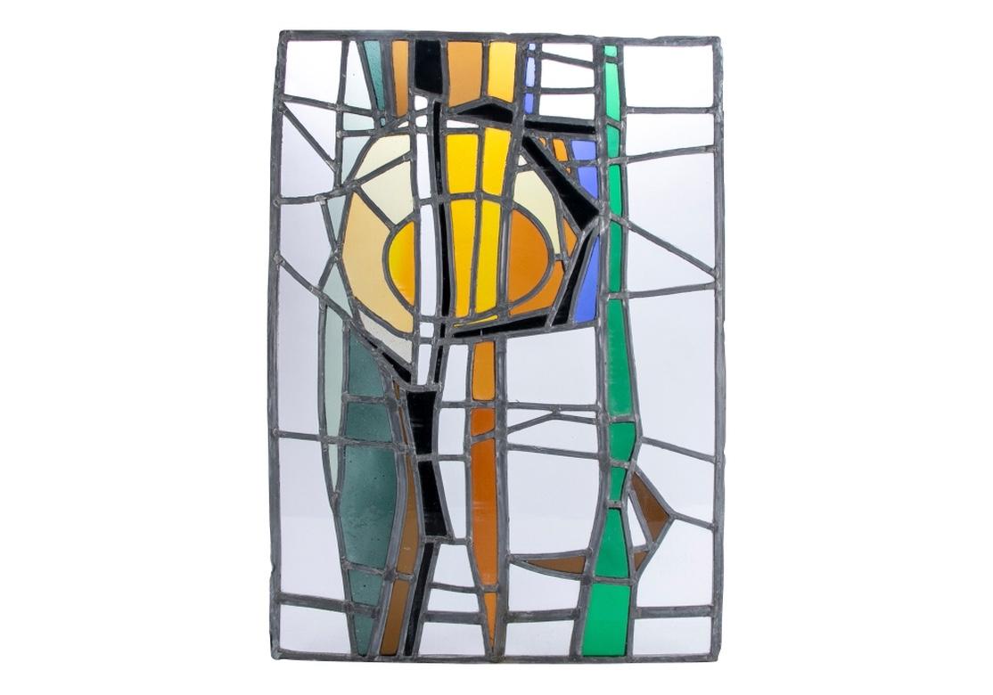 Jean-Jacques Duval (1930-2021) Abstract Stained Glass Window Piece In Good Condition For Sale In Bridgeport, CT