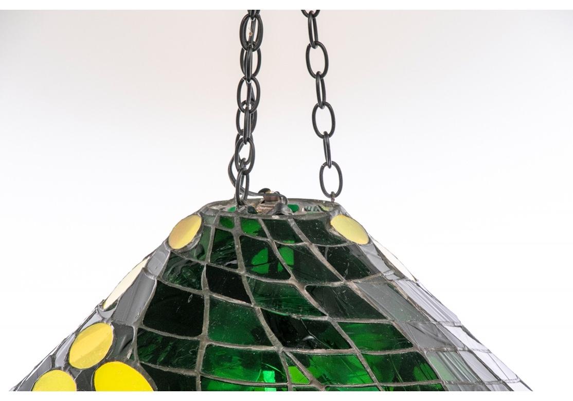 Jean Jacques Duval (1930-2021) Glass Artisan, Leaded Glass Fixture For Sale 4