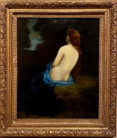19th century French Barbizon painting - Nude in a forest - Henner