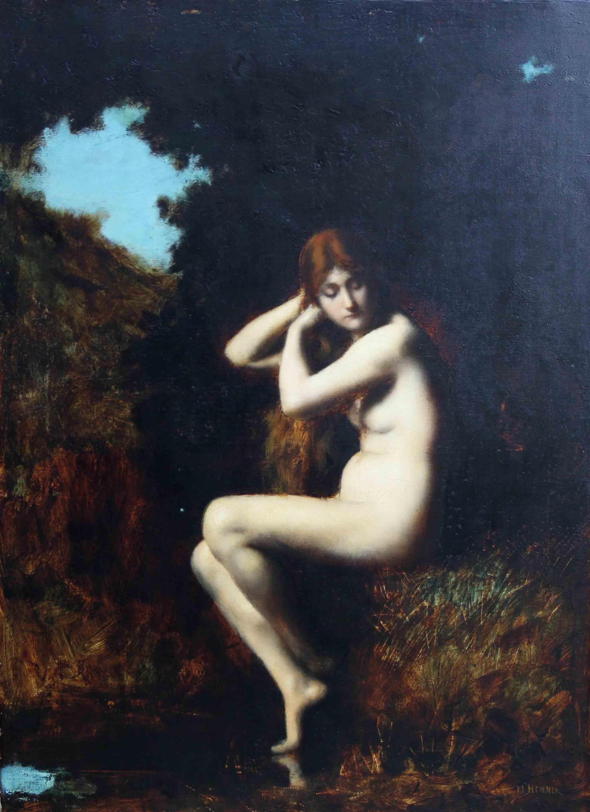 La Source - Nude in Landscape - French Impressionist art Victorian oil painting 5