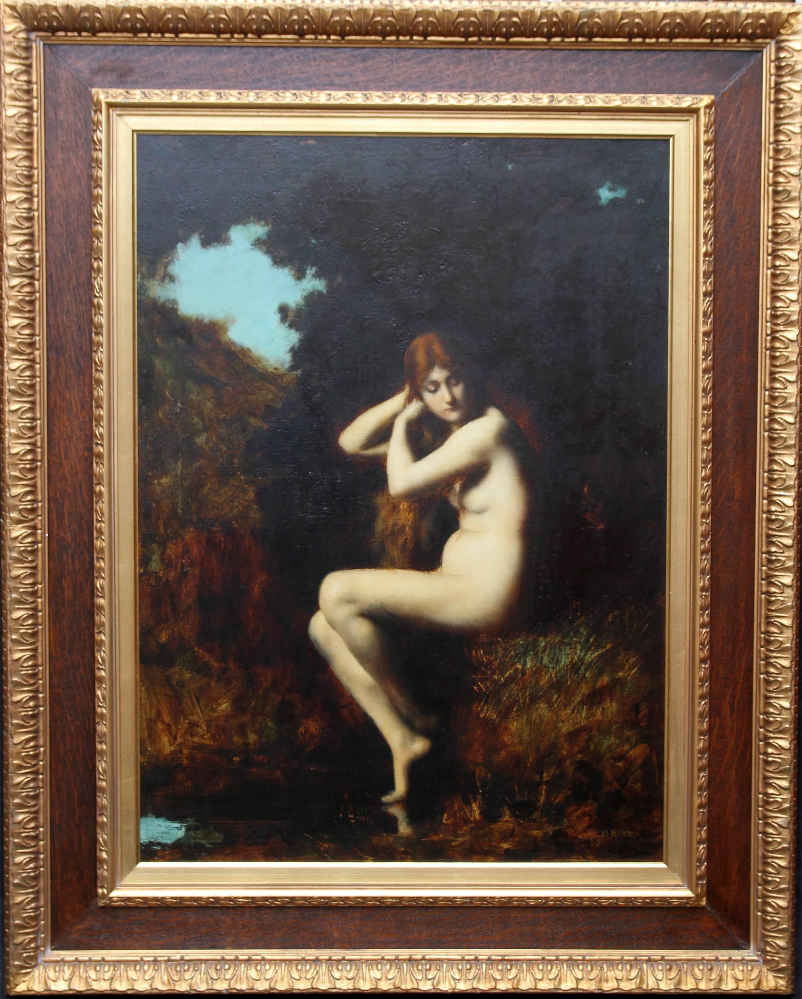 Nude in Landscape - French Impressionist art Victorian Sfmuato oil painting 