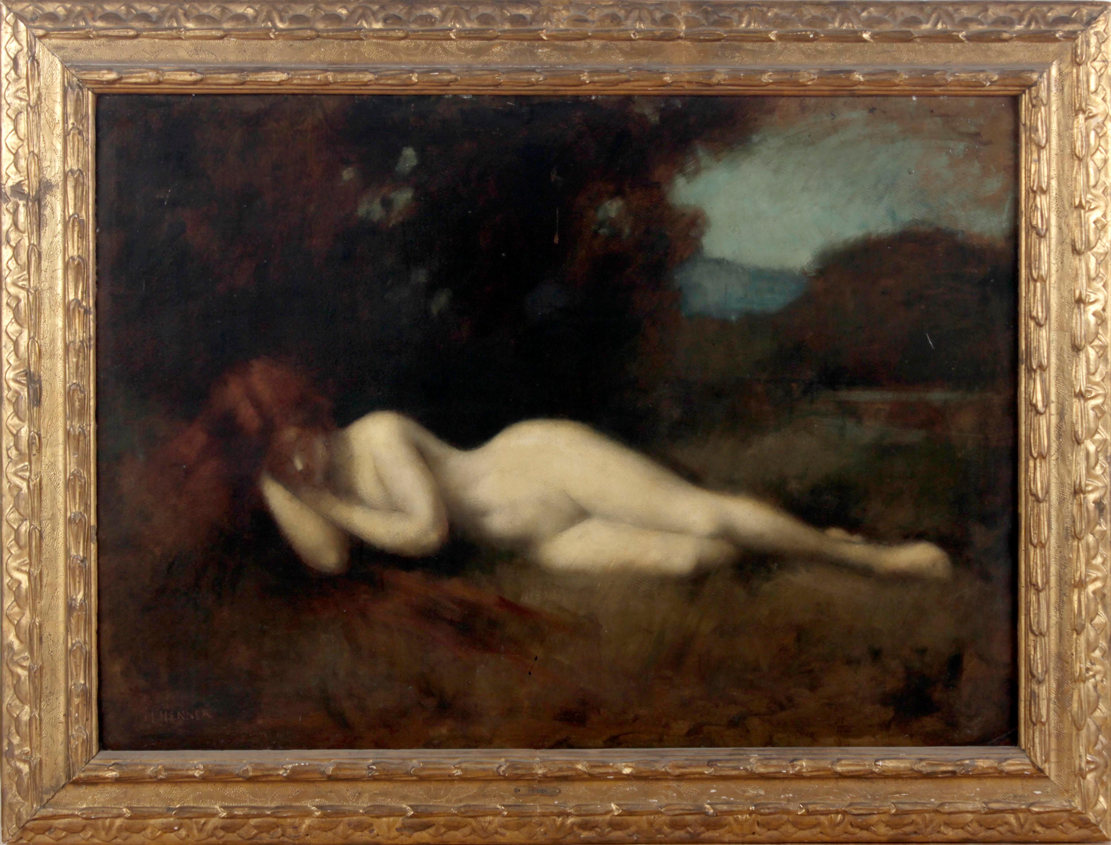 Nymphe endormie (Schwarz), Nude Painting, von Jean-Jacques Henner