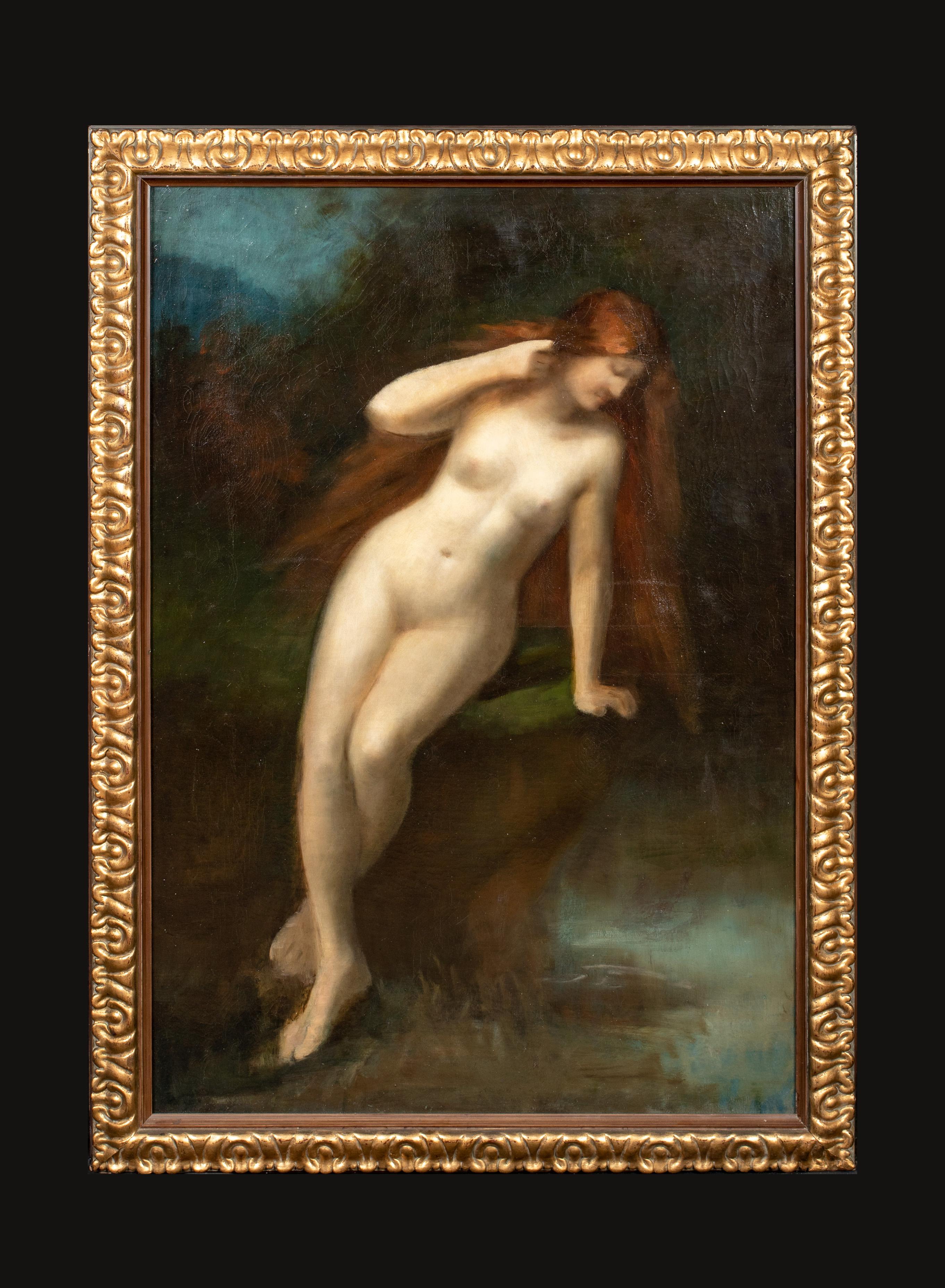 Portrait Of A Red Haired Nude, 19th Century  - Black Portrait Painting by Jean-Jacques Henner