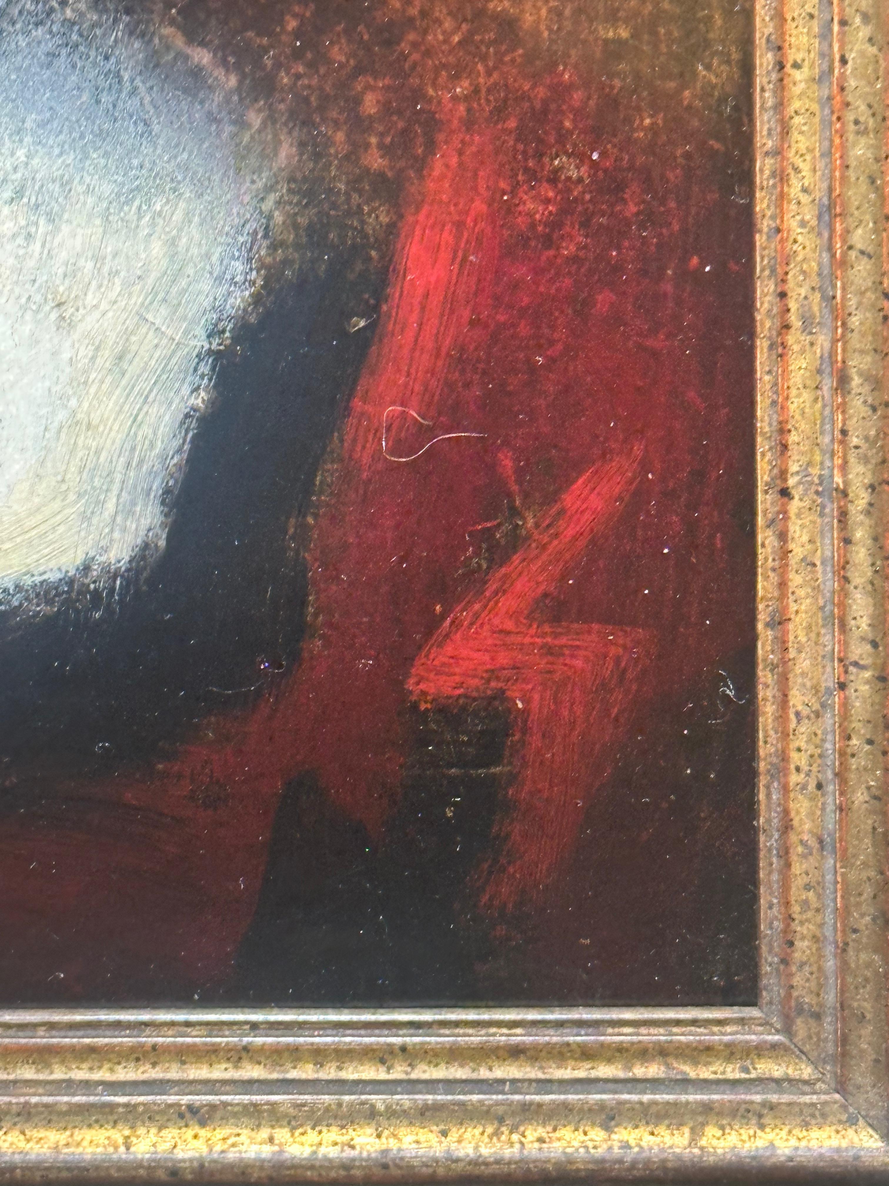 Portrait of a woman in red. Famous French painter For Sale 2