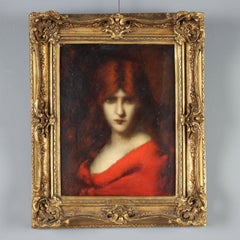 Ritratto Femminile in Abito Rosso XIX secolo