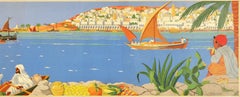 Original Vintage Poster In The Near East Cruise Ship Sailing Boats Travel Art
