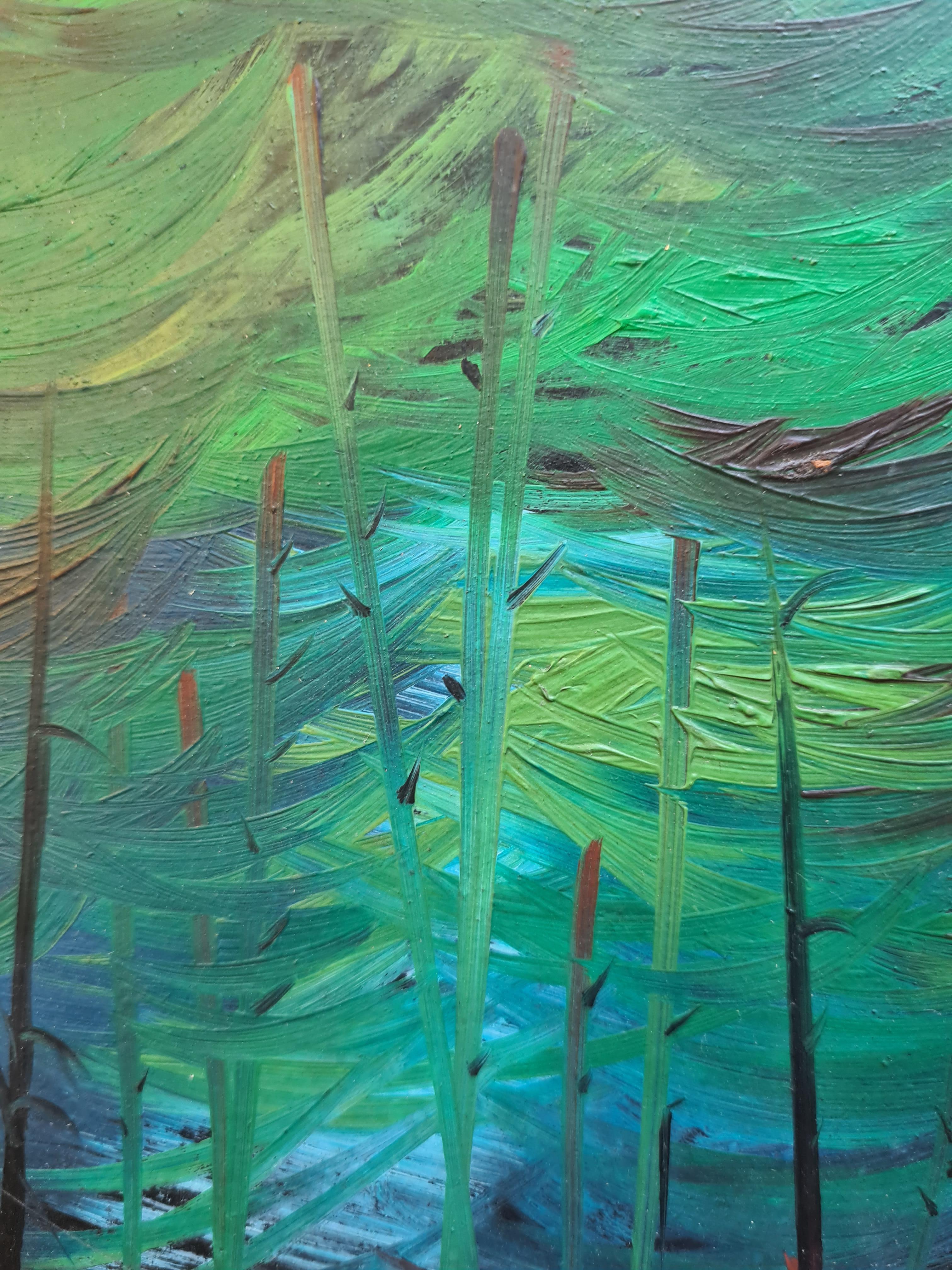 Vue de forêt expressionniste fauve, adepte de Raoul Dufy - Autres styles artistiques Painting par Jean-Jacques Philippon 
