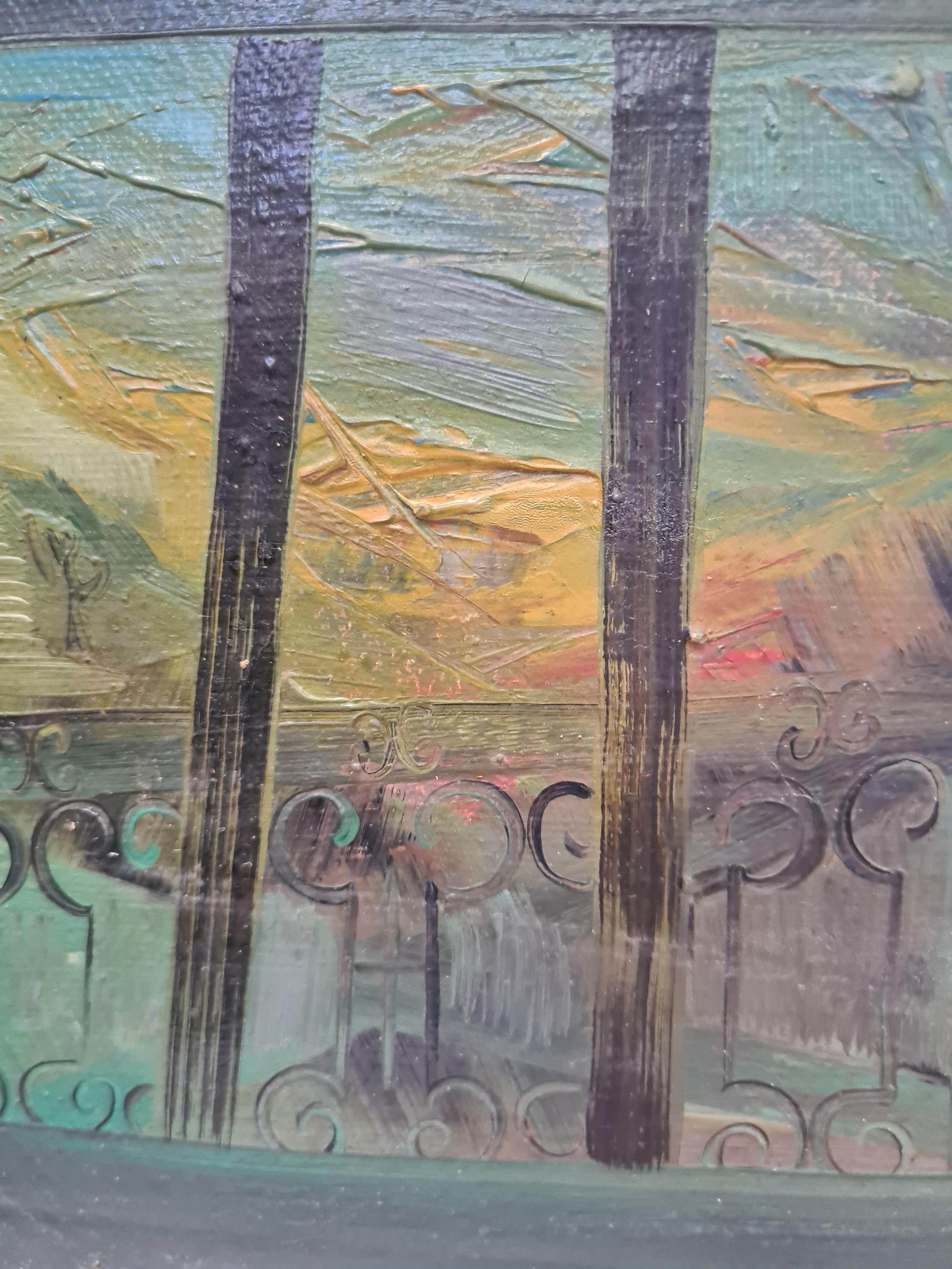 Expressionniste fauve Vue d'une fenêtre, Le balcon, adepte de Raoul Dufy en vente 4