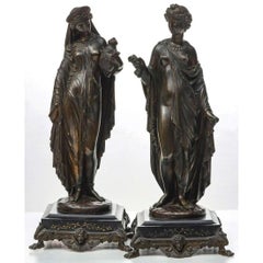 Fine Quality Pair of Neoclassical Patinated Bronze Sculptures