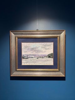 " La seine pres de Rouen" Olio su tela cm. 24 x 33 1972