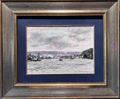 " La seine pres de Rouen" Olio su tela cm. 24 x 33 1972