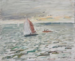 Sailboat in Brittany - Original Oil On Canvas Hansigned