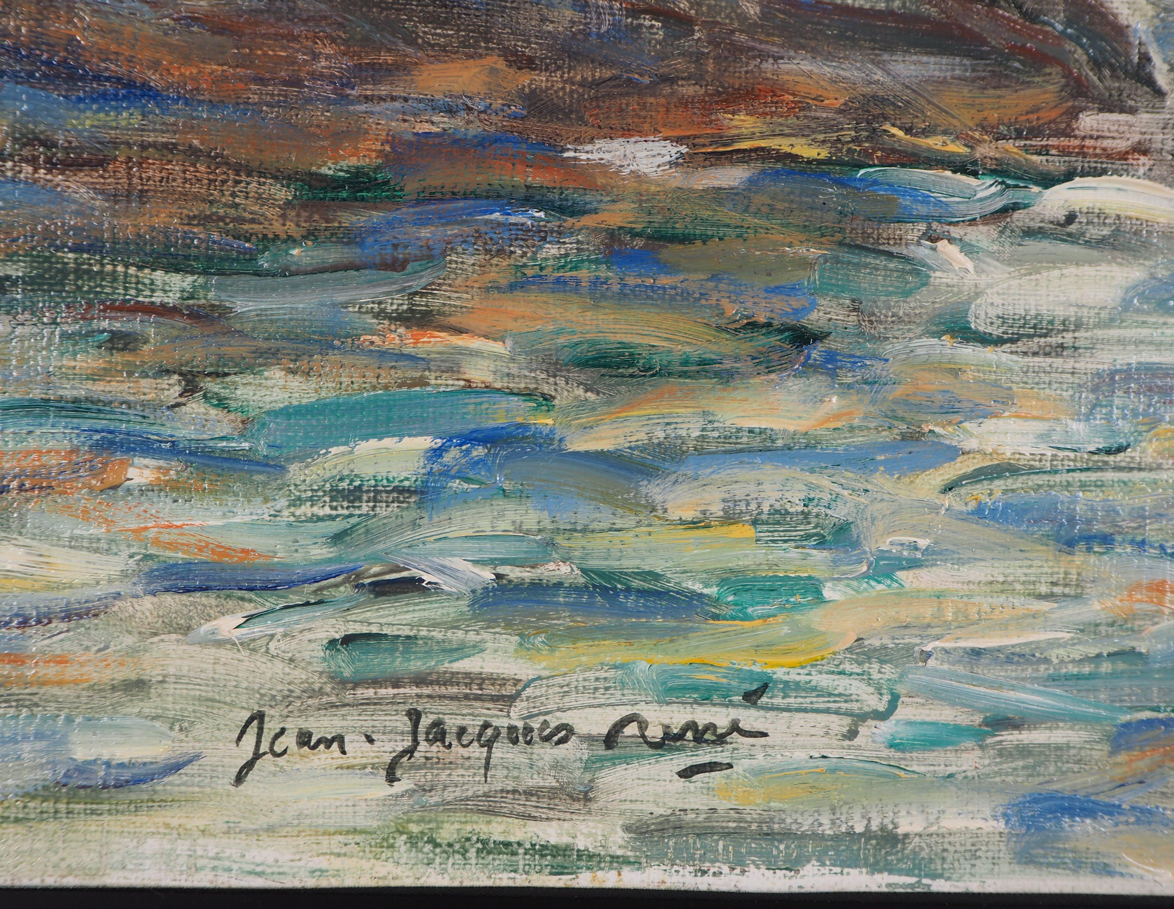 Sailings in Havre - Huile sur toile signée - Moderne Painting par Jean Jacques Rene
