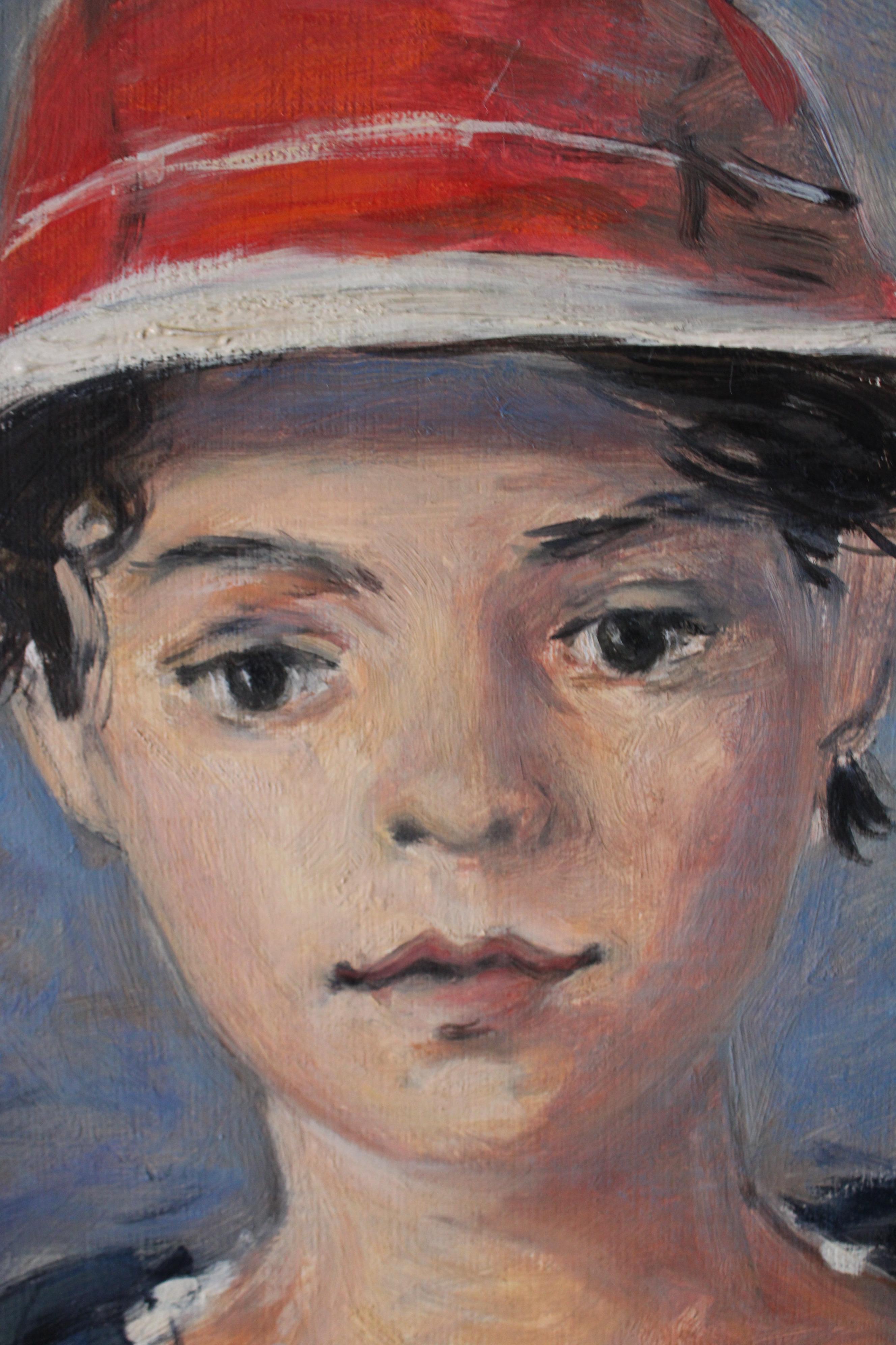 Ritratto d'epoca di un giovane marinaio con un cappello rosso in vendita 1
