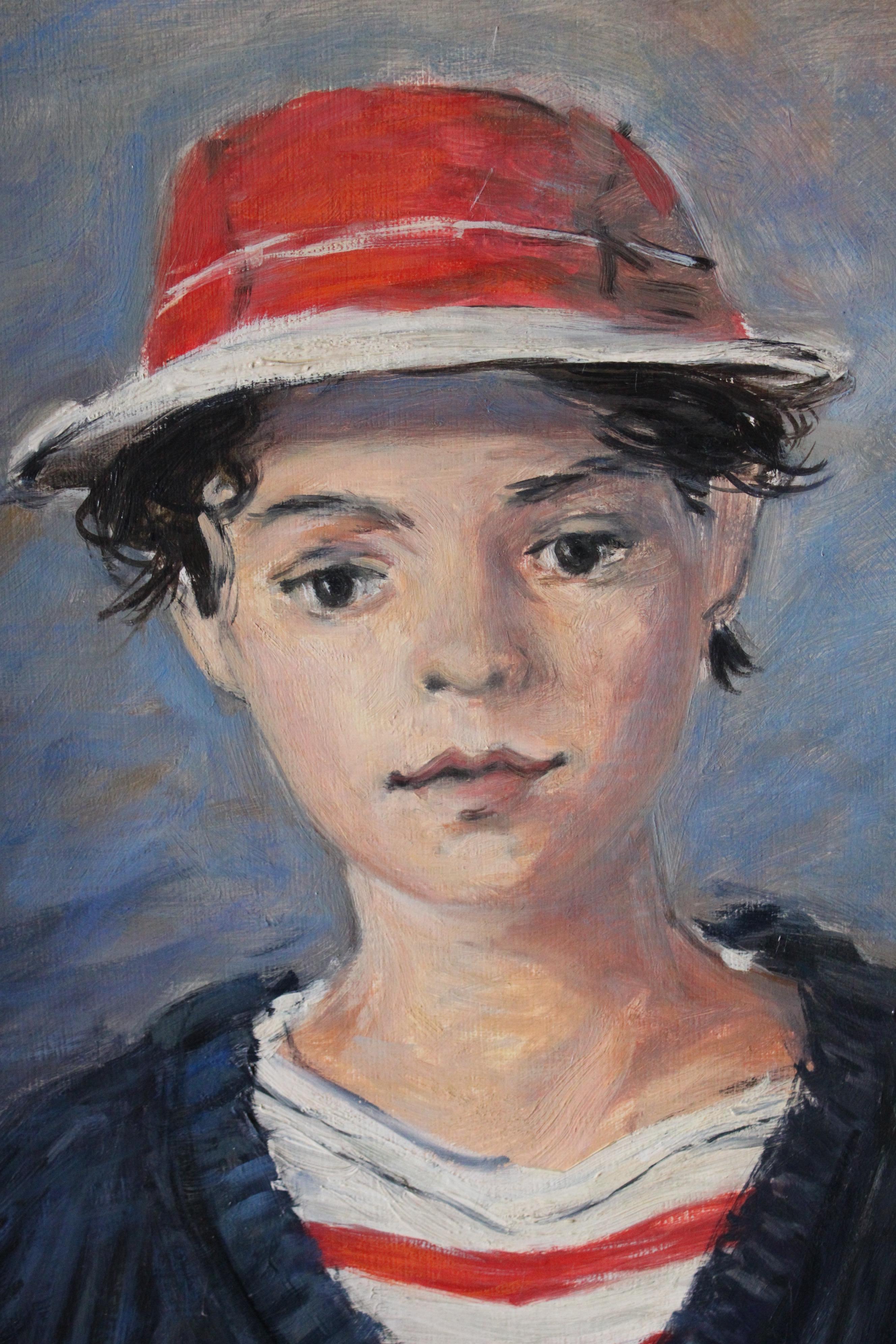 Ritratto d'epoca di un giovane marinaio con un cappello rosso in vendita 2