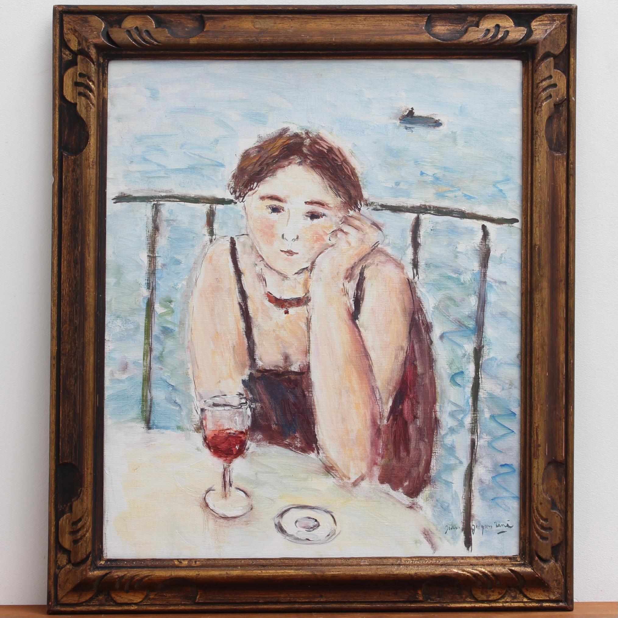 Portrait Painting JEAN-JACQUES RENE (b.1943)  - Terrasse au bord de la mer