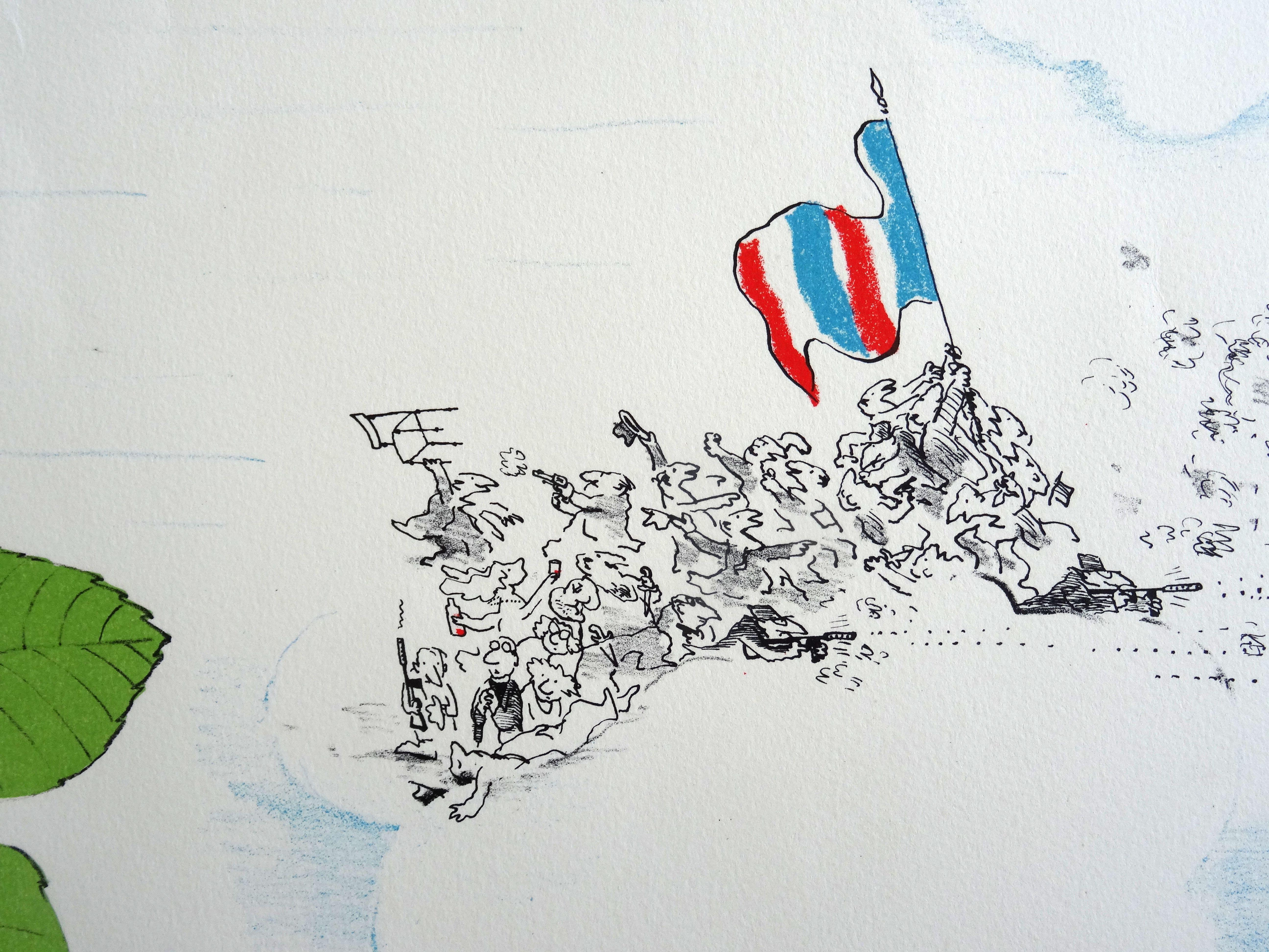XXX. 51/75., Paper, lithograph, 72x52 cm - Gray Figurative Print by Jean-Jacques Sempe