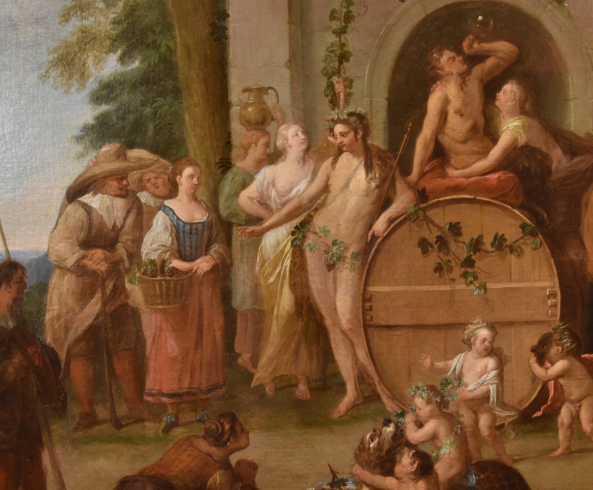 Triumph Bacchus Mythological Spoede Paint 18th Century Oil on canvas Old master For Sale 7