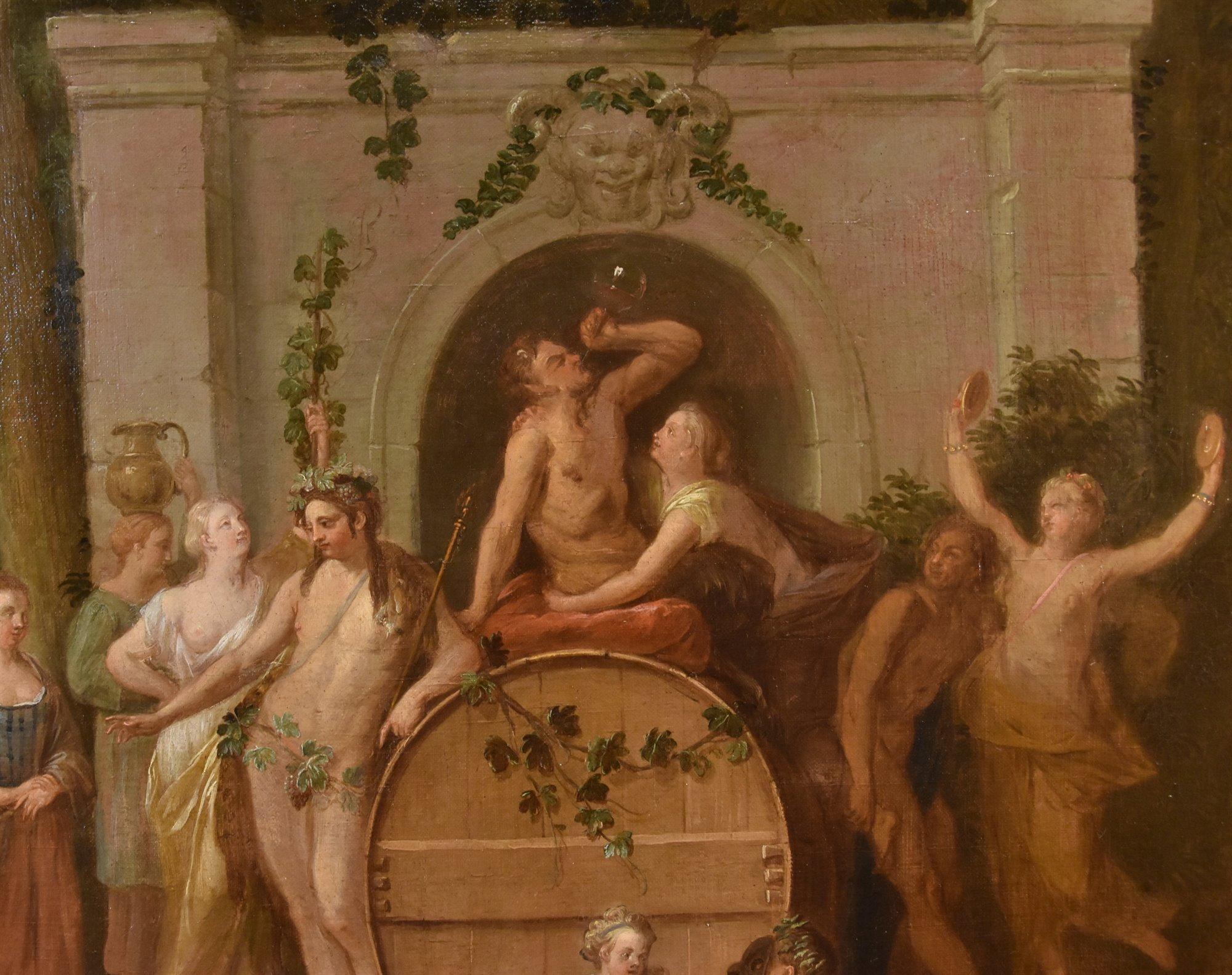 Triumph Bacchus Mythological Spoede Paint 18th Century Oil on canvas Old master For Sale 1