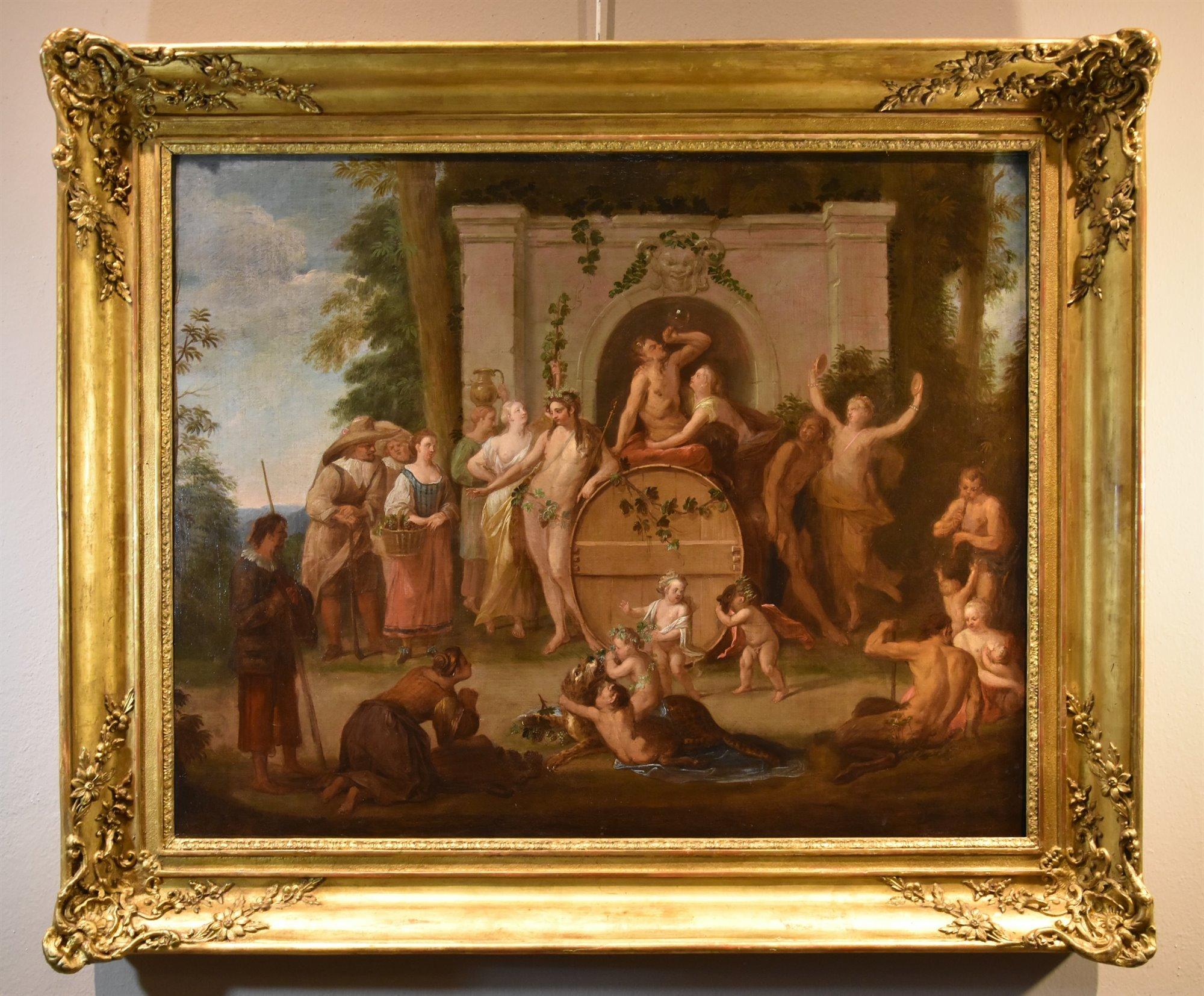 Jean Jacques Spoede (Antwerp 1680 - Paris 1757) Landscape Painting - Triumph Bacchus Mythological Spoede Paint 18th Century Oil on canvas Old master