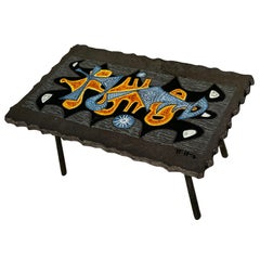 Jean Jaffeux Coffee Table in Enamelled Lava, 1950