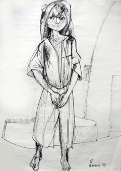 Jean Jansem - Zeichnung der japanischen Kultur, Kimono, japanisches Kleid, traditionelle Kleidung. Zeichnung der japanischen Kultur, Kimono, japanisches Kleid, traditionelle Kleidung.