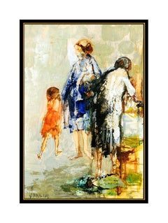 Jean Jansem Original Oil Painting On Canvas Signed Female Portrait Child Artwork