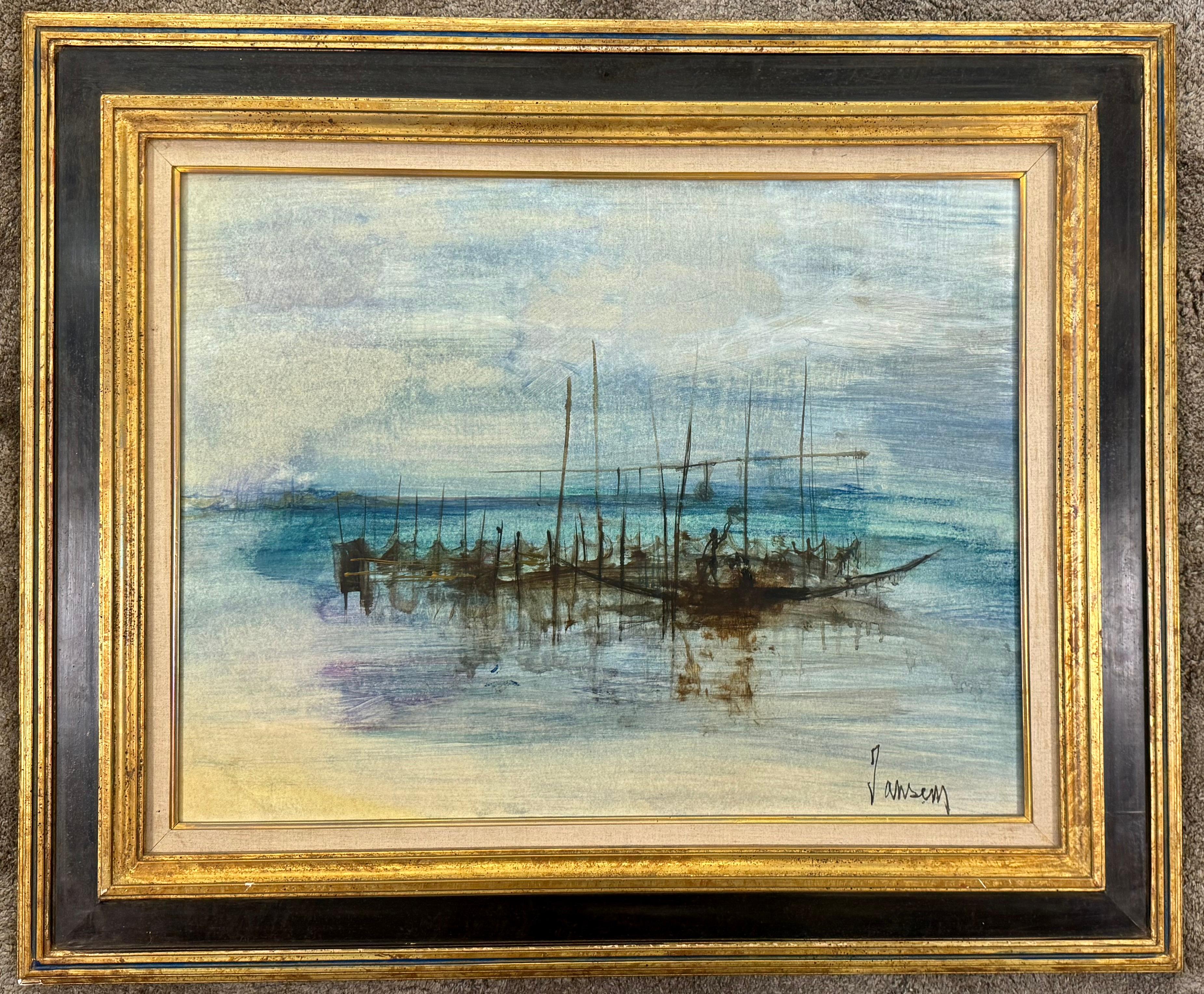 La lagune le matin, Venise, 1968-69, oil on paper laid on canvas by Jean Jansem For Sale 4