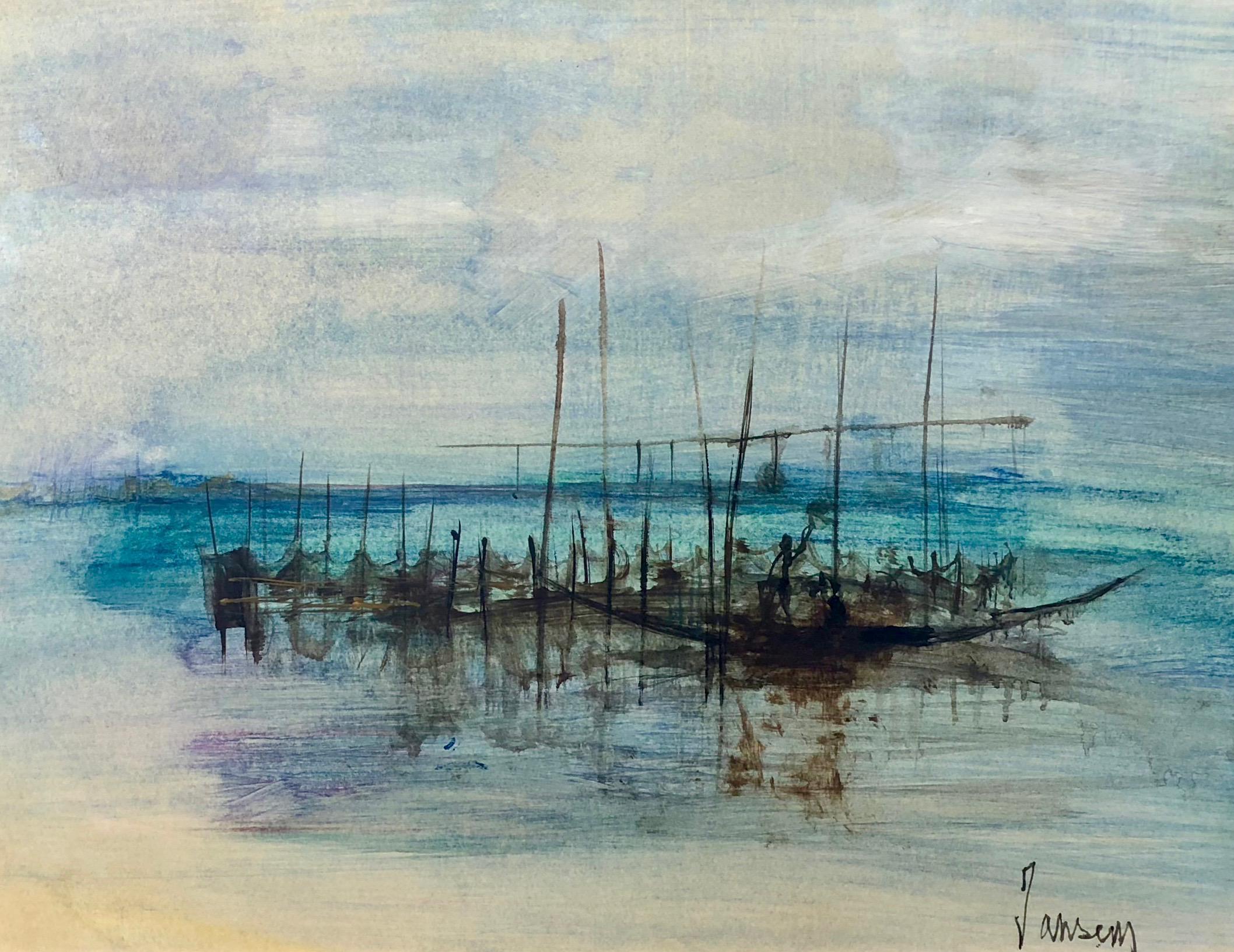 La lagune à Venise, 1968-69, oil on paper laid on canvas by Jean Jansem