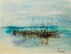 La lagune le matin, Venise, 1968-69, oil on paper laid on canvas by Jean Jansem