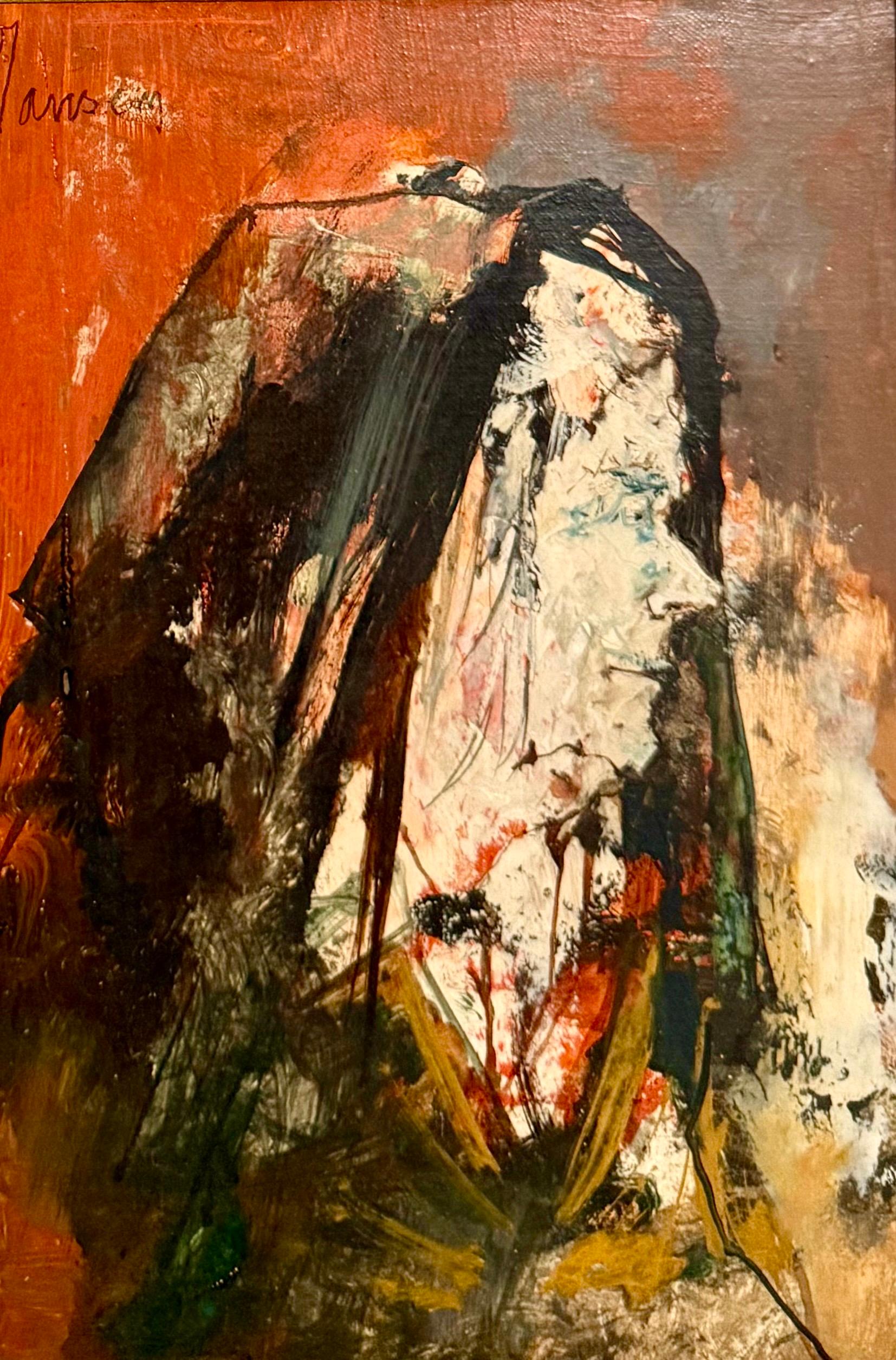 Oil Painting Woman Portrait French Armenian Modernist Jean Jansem Ecole De Paris For Sale 1