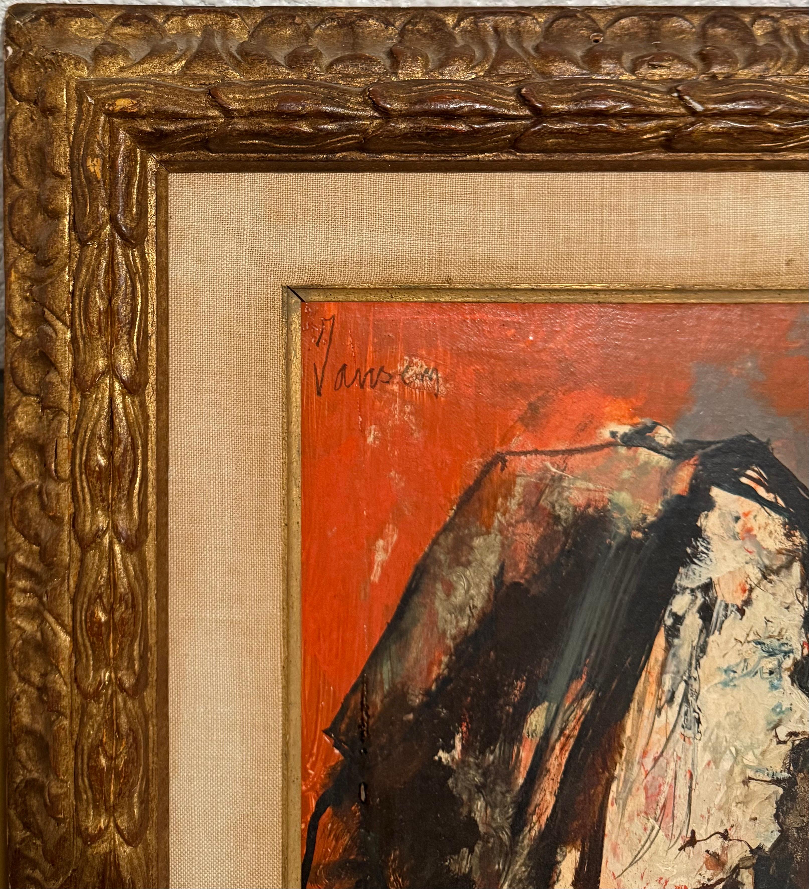 Oil Painting Woman Portrait French Armenian Modernist Jean Jansem Ecole De Paris For Sale 3