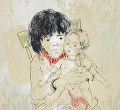 Christina et sa poupée, 1985, Original-Lithographie von Jean Jansem, handsigniert