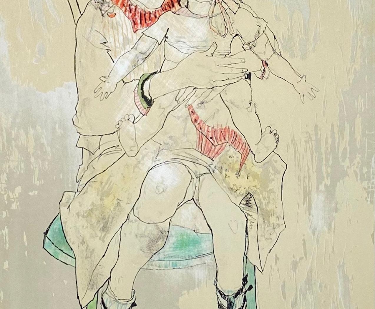 Christina et sa poupée, 1985, litografía original de Jean Jansem firmada a mano en venta 4