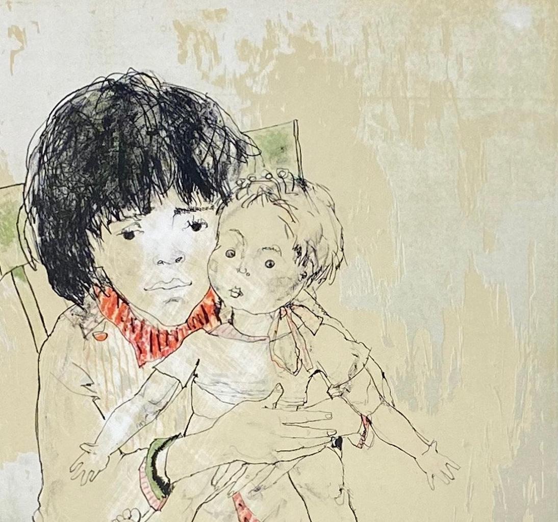 Christina et sa poupée, 1985, litografía original de Jean Jansem firmada a mano en venta 5
