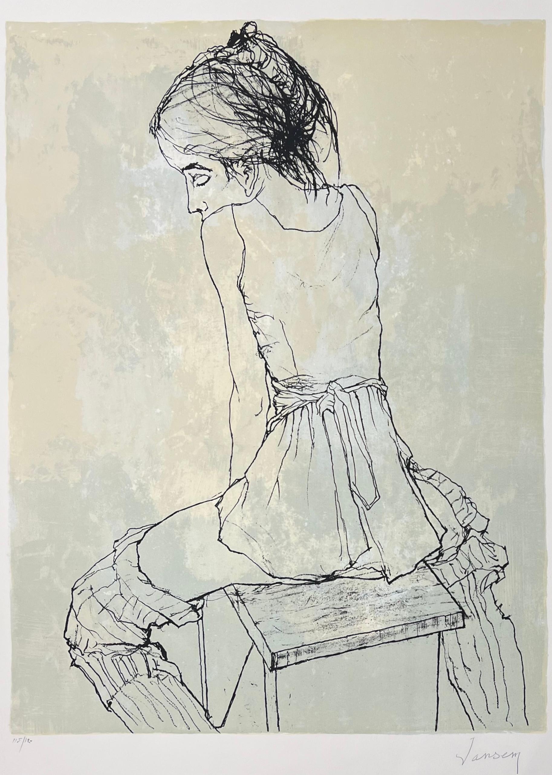 Jean Jansem (1920-2013) 
Sonia fond jaune, 1995
Lithographie auf Papier Arches
Signée en bas à droite et justifiée en bas à gauche 
67 x 51,5 cm / 76 x 56 cm

Seltenes Exemplar einer Auflage von 120 Stück.  
Die 25 ersten Nummern sind Teil des Album