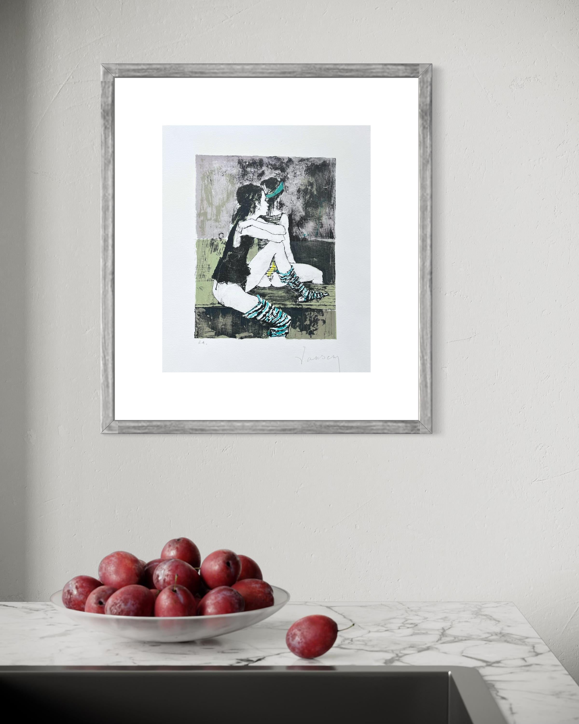 Deux danseuses, 1995, Originallithographie von Jean Jansem, handsigniert, nummeriert im Angebot 6