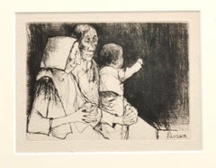 Family - Original Etching on Paper by Jean Jansem - 20th Century