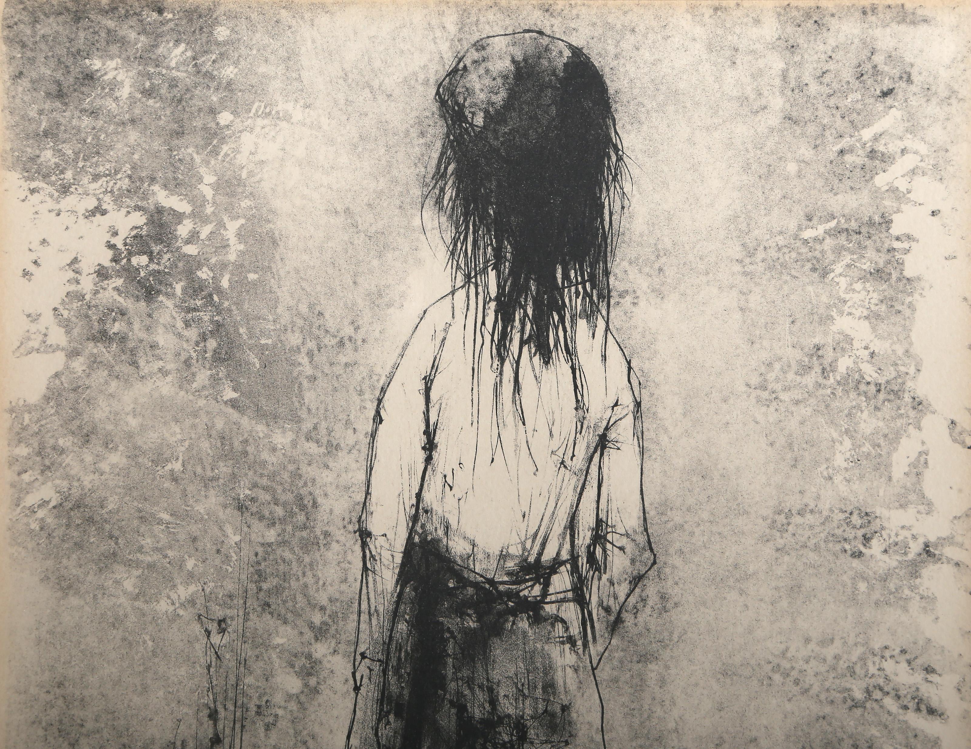 Girl From Behind, Modern Lithograph by Jean Jansem For Sale 1