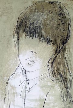 Jeune fille à la poupée, 1983, lithographie originale de Jean Jansem, signée de sa main