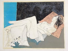 Joelle au coussin rose, 1995, original lithograph by Jean Jansem handsigned