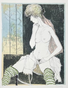 Joëlle aux jambières vertes, 1995, original lithograph by Jean Jansem, signed 
