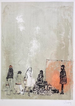 La Brocante, 1975, original lithograph by Jean Jansem, handsigned and numbered