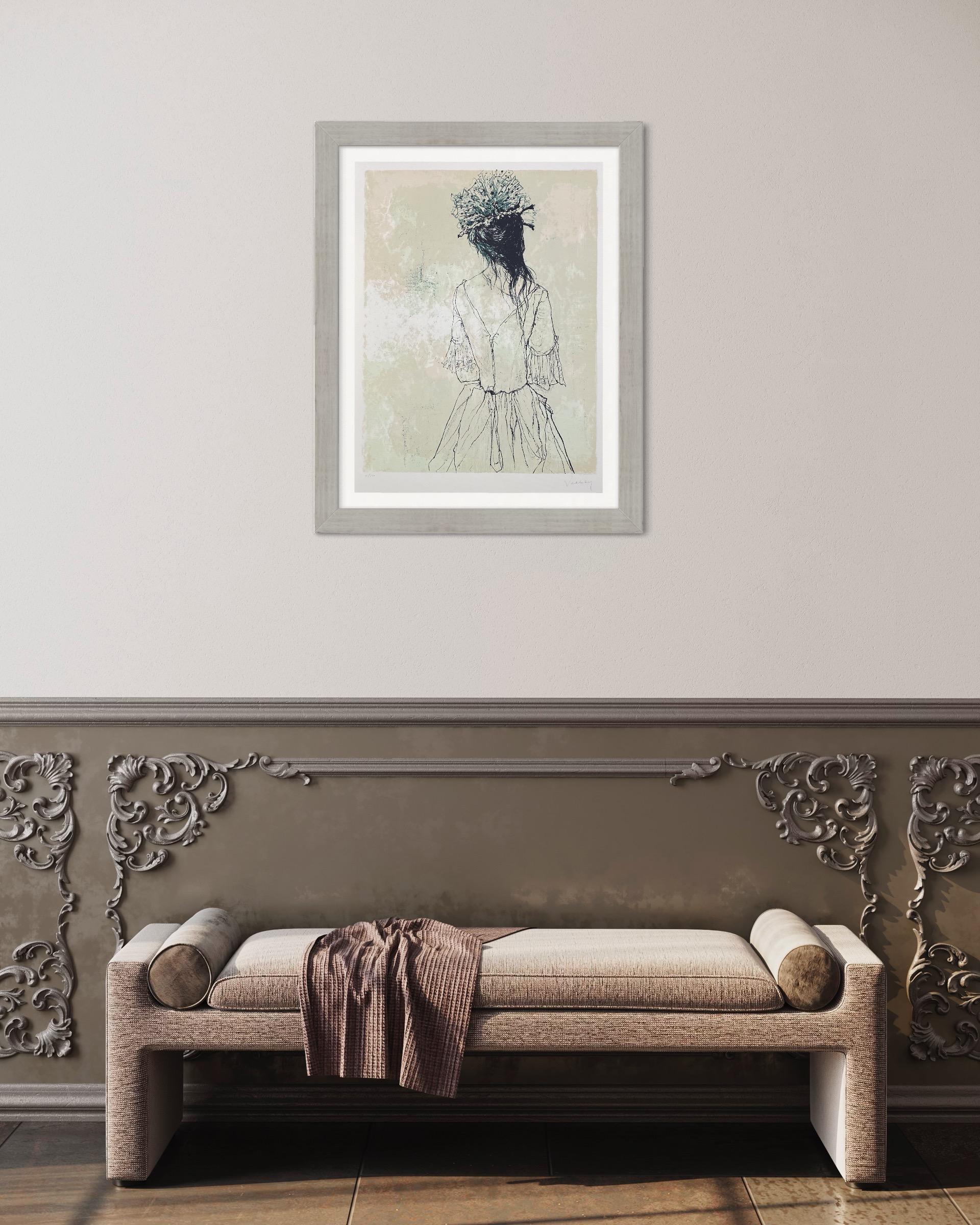 Le Bibi en tulle, 1999, Originallithographie von Jean Jansem, handsigniert im Angebot 5