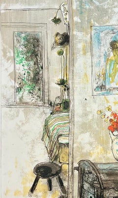 Le coffre et la lanterne, 1986, litografia originale di Jean Jansem, firmata da lui stesso