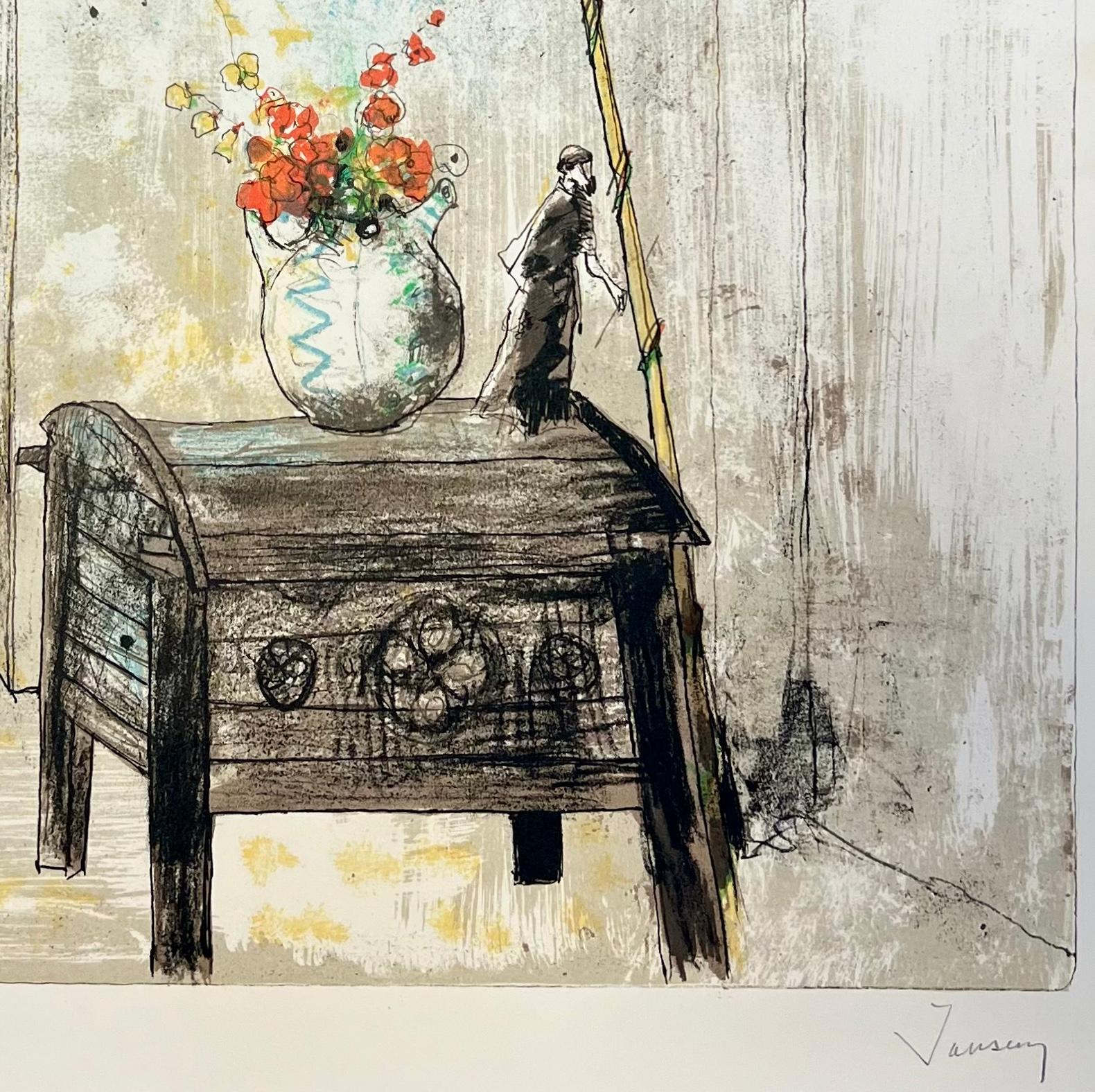 Le coffre et la lanterne, 1986, original lithograph by Jean Jansem, handsigned For Sale 2
