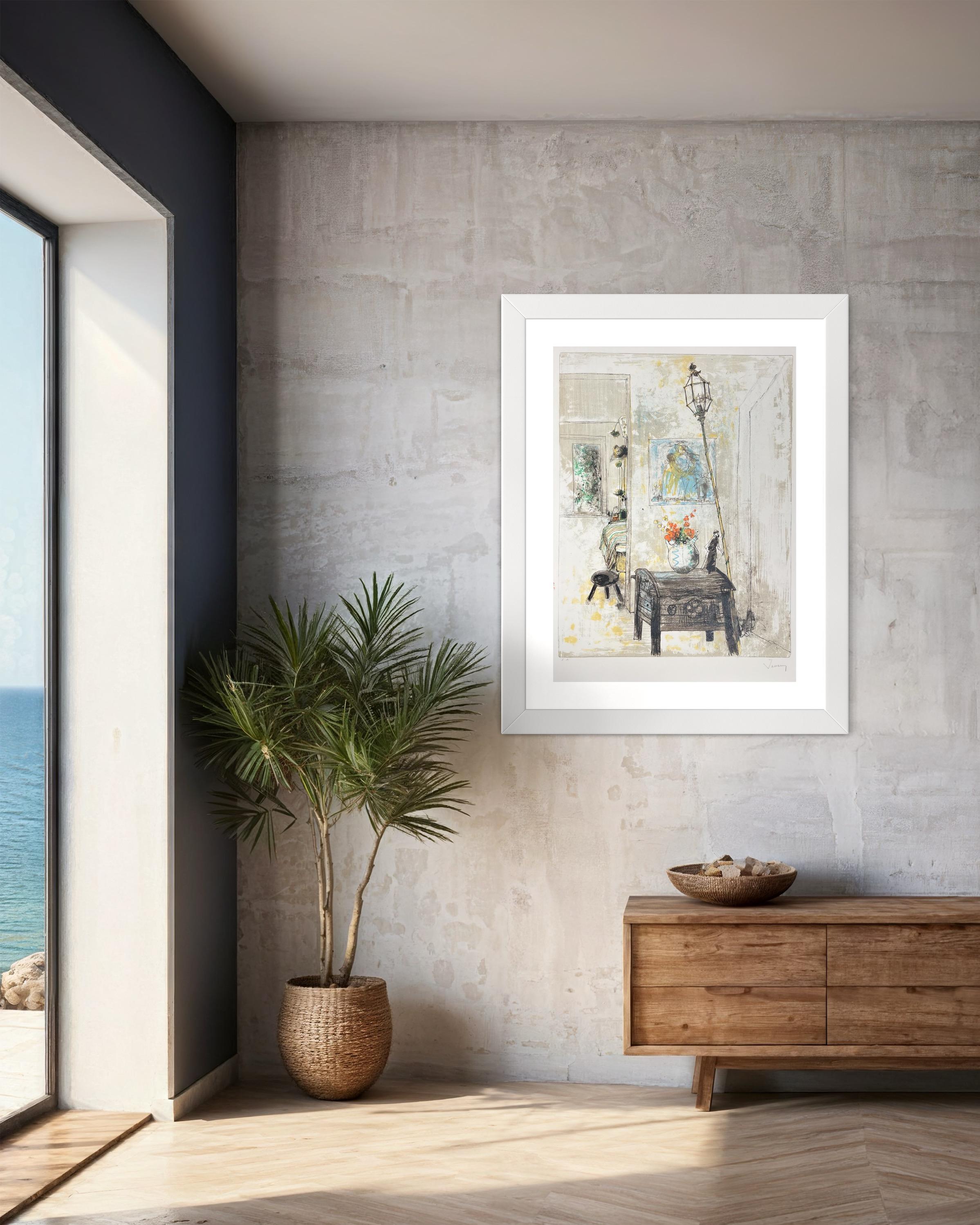 Le coffre et la lanterne, 1986, original lithograph by Jean Jansem, handsigned For Sale 4