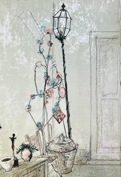 Le coin de l'atelier, 1986, litografía original de Jean Jansem, firmada a mano