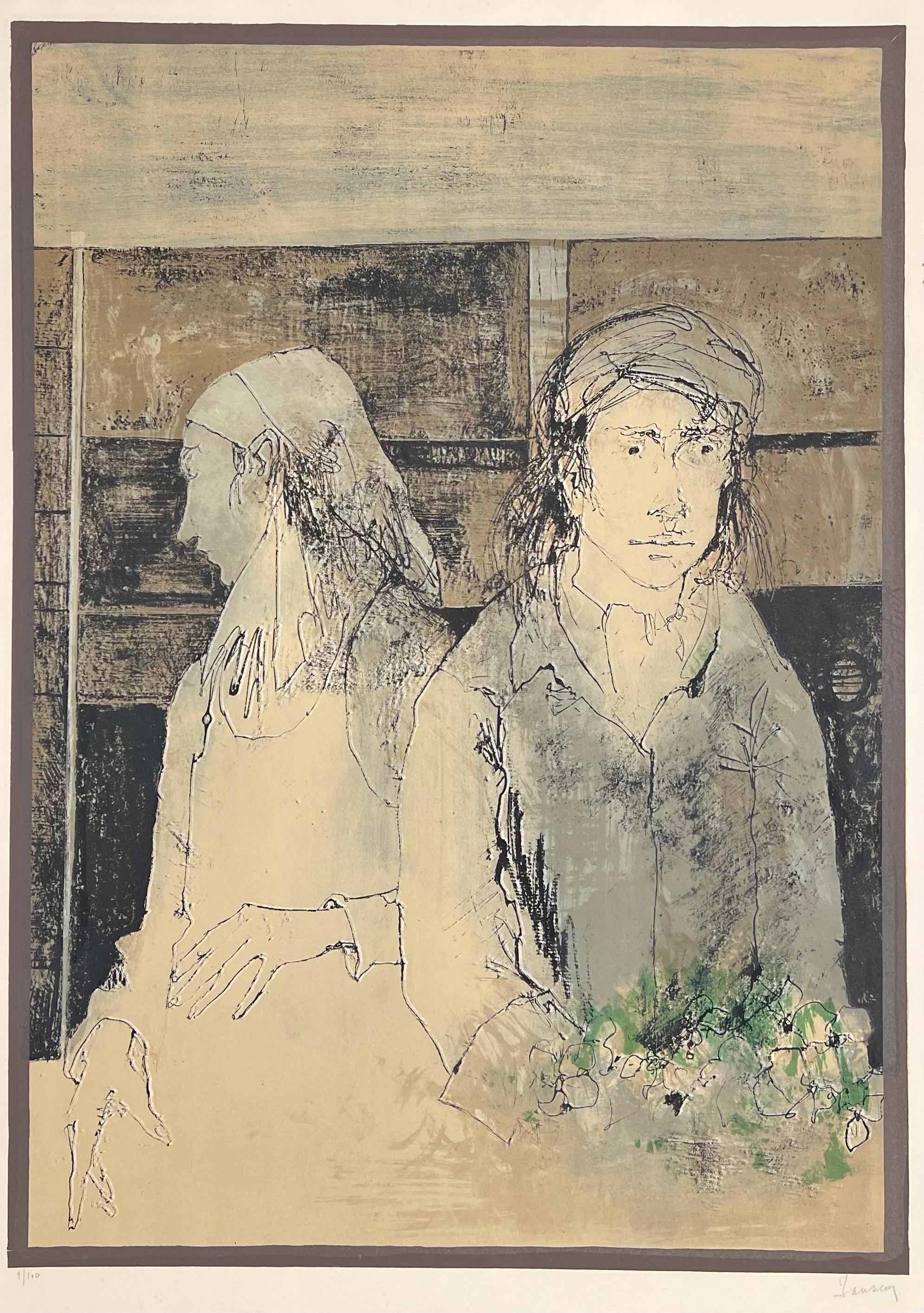 Jean Jansem (1920-2013) 
Le couple au bouquet vert, 1974
Lithographie sur papier Arches
Signée en bas à droite et justifiée en bas à gauche 
69 x 51,5 cm / 76 x 54,5 cm

D'une édition à 100 exemplaires  et 15 épreuves d'artistes.

Bibliographie